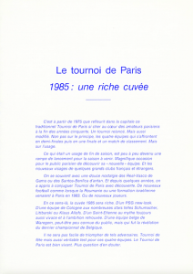 le programme du Tournoi de Paris