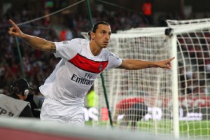 la joie d'Ibrahimovic après l'ouverture du score