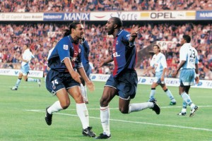 la joie de Christian et Rabé contre Strasbourg en 2000