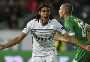 Cavani à l'aller face à Ludogorets
