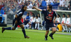 la joie d'Hugo Leal et Ronaldinho