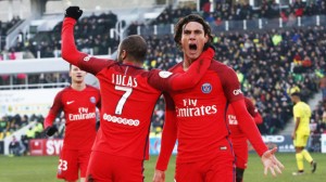 la joie de Cavani, double buteur à Nantes la saison dernière