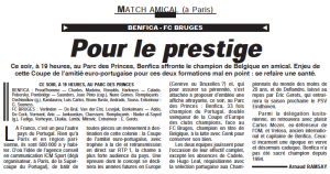 la présentation du match dans le quotidien "L'Equipe"