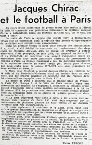 l'article de L'Equipe après la conférence de presse de Jacques Chirac